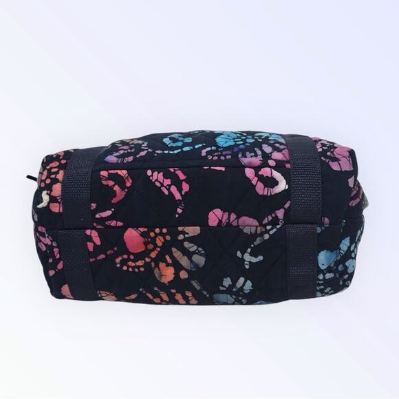 Handcrafted Artisan Tote Boho Bag Black Pink Blue Batik Floral Hippie Purse - Picture 4 of 6